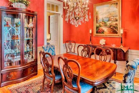 70 Medium-sized Dining Room Ideas | Traditional dining rooms, Orange dining room, Chic dining room
