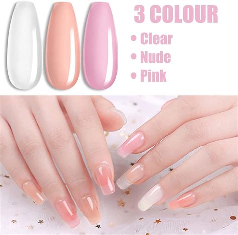 Colorful Acrylic Powder Set for Nail Extensions - 3 Colors Acrylic Nail Kit