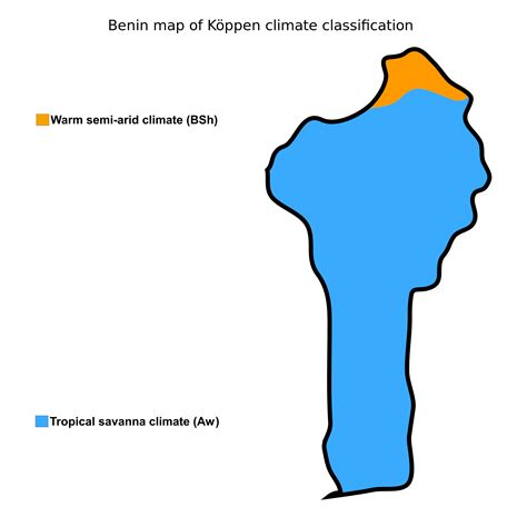 Benin map of Köppen climate classification | Benin, Tropical savanna climate, Climates