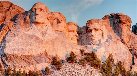 Mount Rushmore National Memorial in the Black Hills at sunrise, Keystone, South Dakota, USA ...