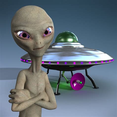 3d model of - grey alien rigged