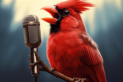 Cardinal Bird And Microphone Free Stock Photo - Public Domain Pictures