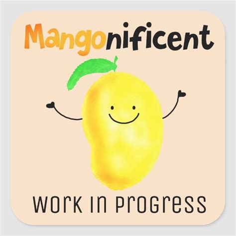 Positive Mango Pun - Everyday is Mangonificent Square Sticker | Zazzle.com | Mango, Funny ...