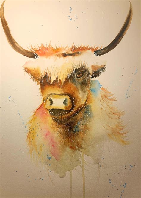 Highland Cow : r/Watercolor