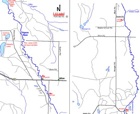 Pigeon River Map Cheboygan County Canoeing Kayaking Tubing Michigan Interactive™