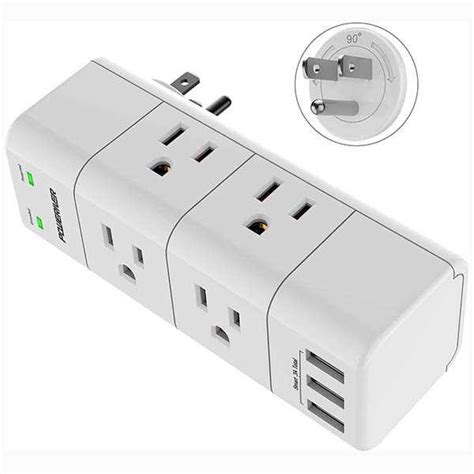 Poweriver Portable Surge Protector with 6 Outlets and 3 USB Ports | Gadgetsin
