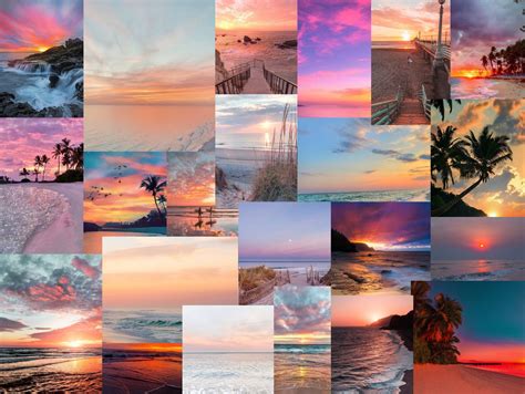 Aesthetic Digital Beach Sunset Collage Wallpaper Ipad | Etsy