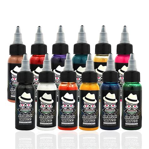 OPHIR 12 Colors Airbrush Body Tattoo Paint Inks Body Art Color for Temporary Tattoo Inks Pigment ...