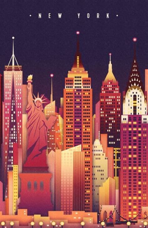 the new york city skyline at night