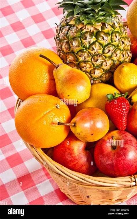 basket full of fresh fruit Stock Photo - Alamy