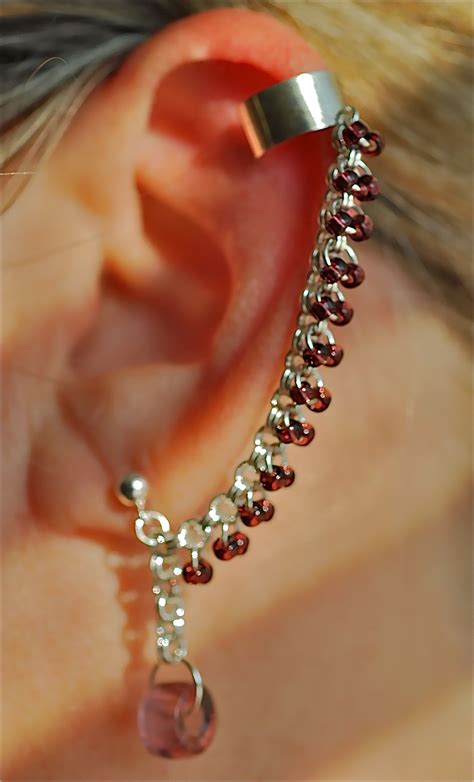 Bajoran Sterling Silver Earring with Amethyst Czech glass beads. | Star trek jewelry, Sterling ...