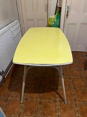 Vintage Retro oval Kitchen Table 1960’s / 1970’s Yellow Formica Top | eBay