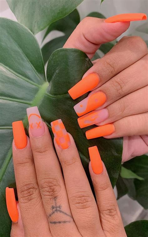 Neon Orange Nail Designs
