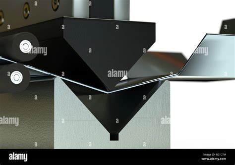 bended metal sheet, bending machine 3d render Stock Photo - Alamy