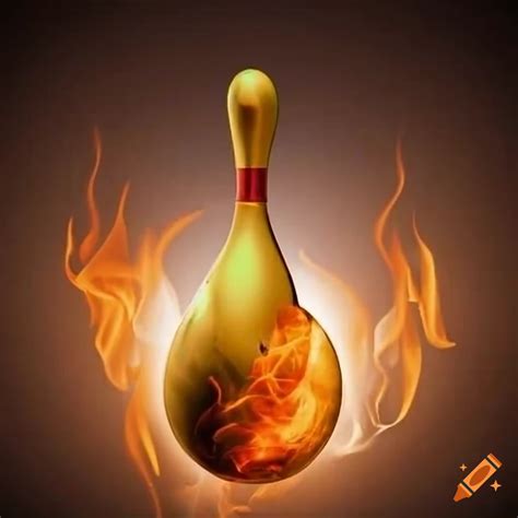 Flaming gold metallic bowling ball on Craiyon