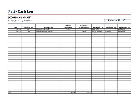 40 Petty Cash Log Templates & Forms [Excel, PDF, Word] ᐅ TemplateLab