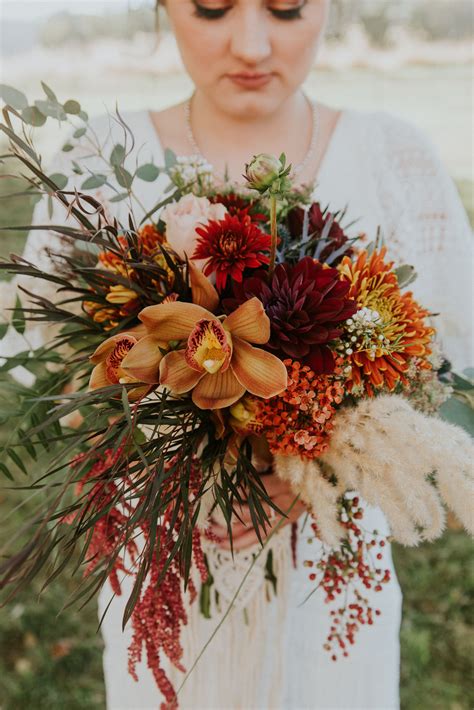 Boho Fall Wedding | Fall wedding bouquets, Fall wedding flowers, Orchid bouquet wedding