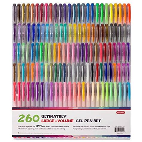 Shuttle Art 260 Colors Gel Pens Set 220% Ink Gel Pen for Adult Coloring Books Art Markers 130 ...