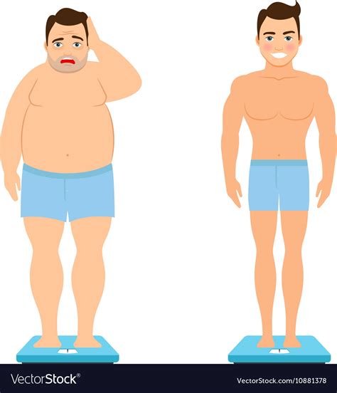 Man before and after weight loss Royalty Free Vector Image