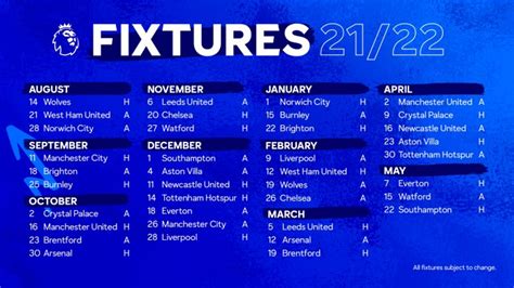 Leicester City complete 2021-22 Premier League Fixtures revealed