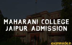 Maharani College Jaipur Admission 2021 BA BSC BCOM Online Form