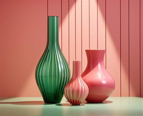 Premium Photo | Different decorative vases on shelf on light background