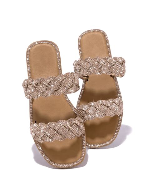 Kayra Flat Sandal - Champagne - GLITTER FASHION