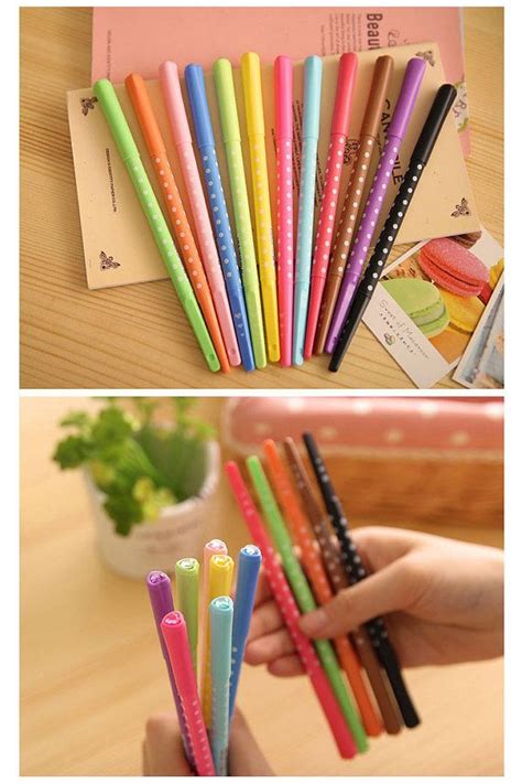 Heart Gel Pen Set - Rainbow Colors (10 pcs) Korean Stationery Bright ...