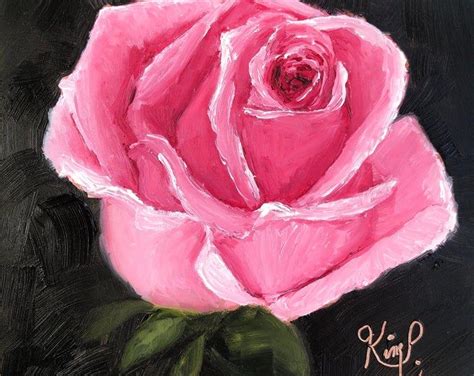 Pink Rose Oil Painting Flower Floral Still Life Art Textured | Etsy ...