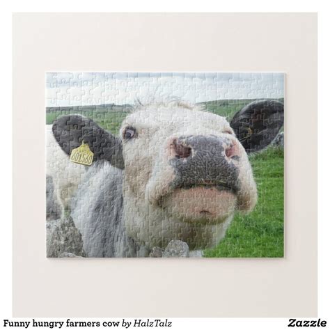 Funny hungry farmers cow jigsaw puzzle | Zazzle.co.uk | Farmer cow, Cow, Hungry funny