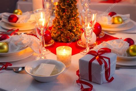 Beautifully set table for Christmas Eve Stock Photo by ©Shaiith79 54327541