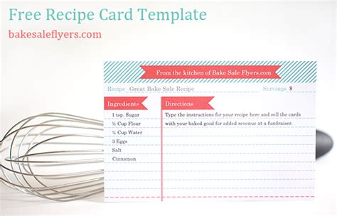 Recipe Card Template | Bake Sale Flyers – Free Flyer Designs