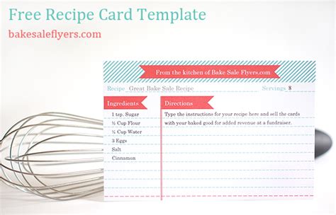 Recipe Card Template | Bake Sale Flyers – Free Flyer Designs