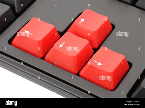 Red arrow keys on a computer keyboard. Navigation keys Stock Photo - Alamy