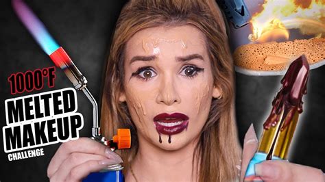 FULL FACE using ONLY MELTED MAKEUP Challenge! (1000°F EXPERIMENT) - YouTube