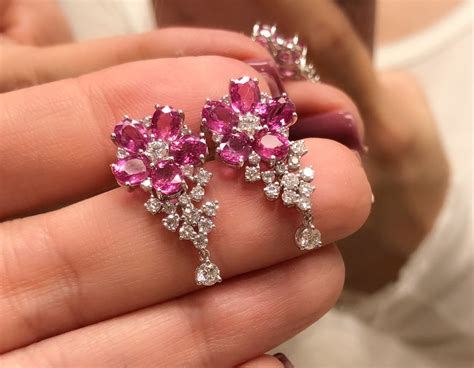 4 ct hot pink sapphire and diamonds earrings | Pink diamond earrings, Pink diamond necklaces ...