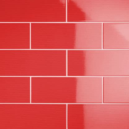 Johnson VVD4A Vivid Red Gloss Brick Ceramic Wall Tile (400x150mm)