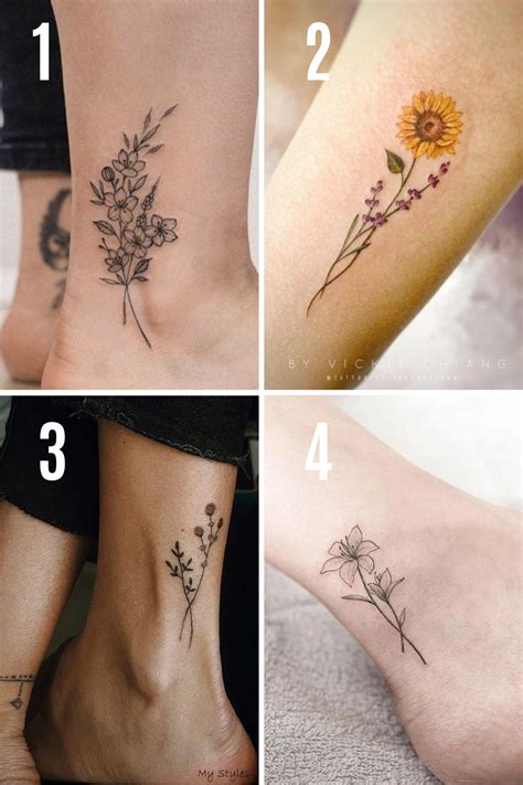 Stunning Flower Ankle Tattoo Ideas You'll Love - Tattoo Glee