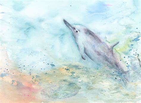 Dolphin Watercolor Painting at PaintingValley.com | Explore collection of Dolphin Watercolor ...