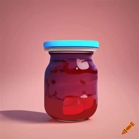 Colorful jam jar in pixar style