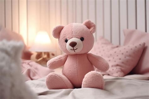 Premium AI Image | Teddy bear sitting on the bed