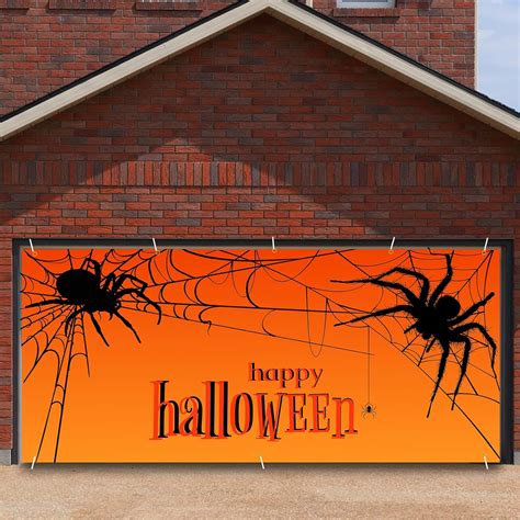 Amazon.com: Halloween Garage Door Banner Decorations Holiday Spiders Garage Door cover 6 x 13ft ...