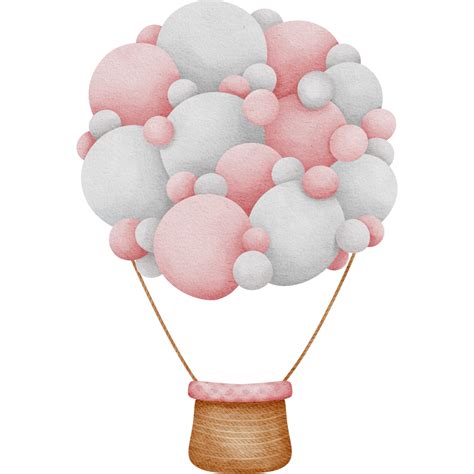 Lovely pink balloons watercolor clipart, Hot air balloon clipart, Printable nursery wall art ...