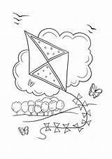 Printable Coloring Pages Kids Flying Kites sketch template