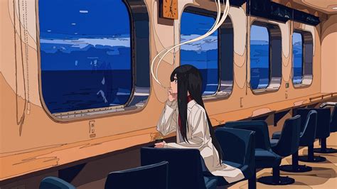 Download wallpaper 2048x1152 travel, train, anime girl, dual wide ...