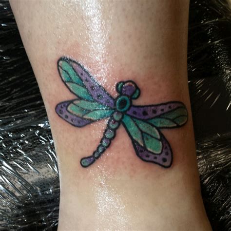 Blue Green Dragonfly Tattoo