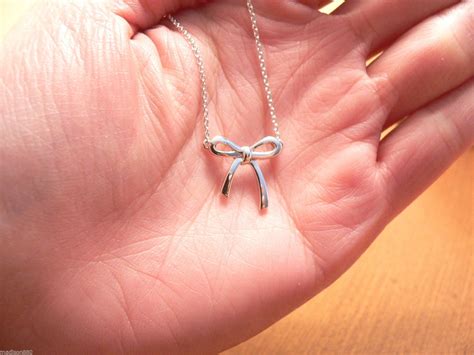 Tiffany & Co Silver Ribbon Bow Necklace Pendant Charm Chain | Etsy