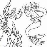 Little Mermaid Playing With Flounder Coloring Page  Mitraland sketch template