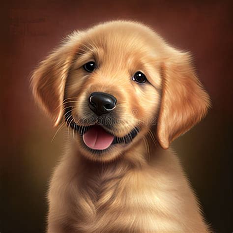 Golden Retriever Puppy. Portrait of a Golden Retriever Dog. Ai ...