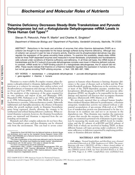 (PDF) Thiamine pyrophosphate-requiring enzymes are altered during pyrithiamine-induced thiamine ...